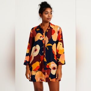 Baciano By Bacci Floral Multicolor Women's High Low Blouse Tunic NWT M